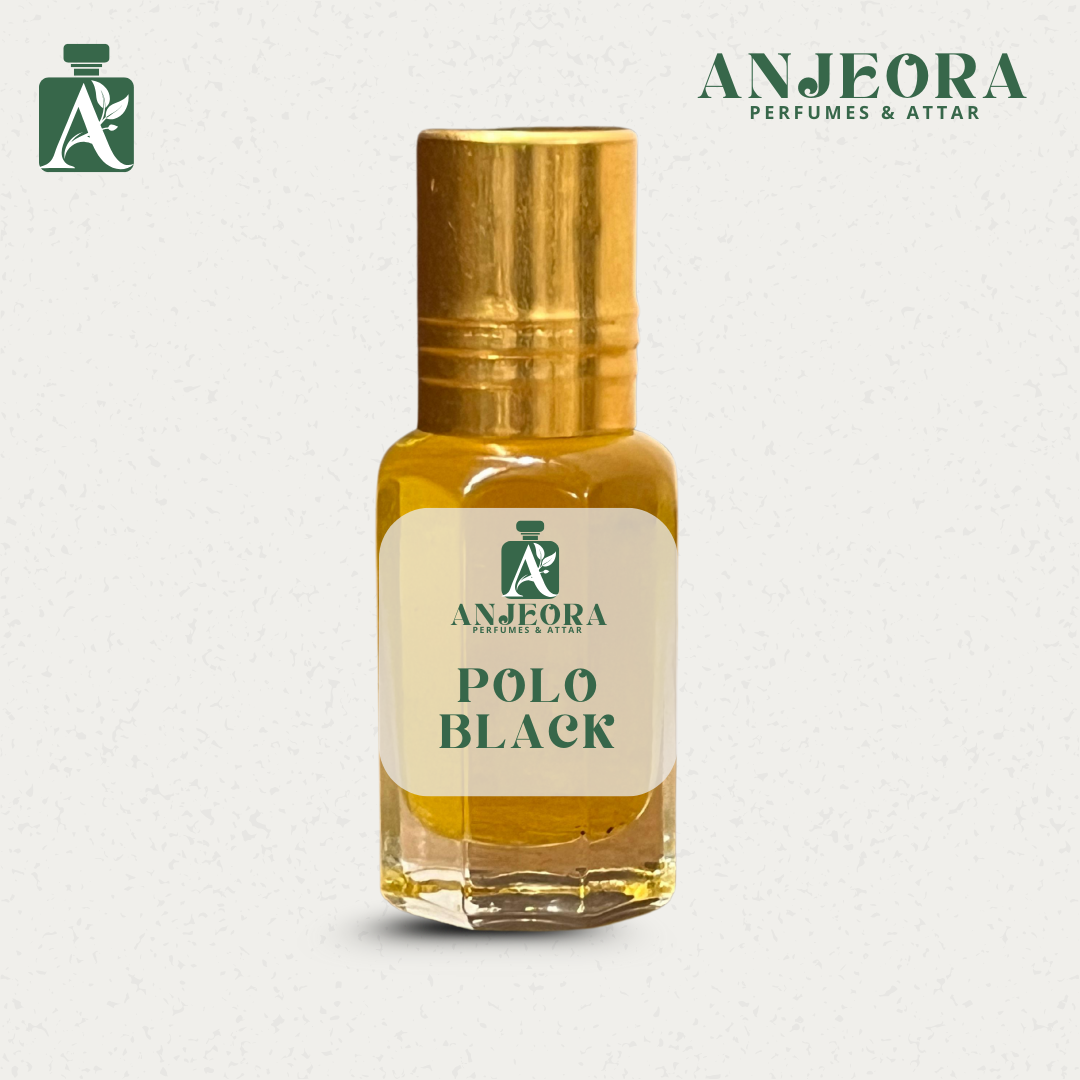 Anjeora Polo Black Attar roll-on bottle with elegant packaging for long-lasting fragrance