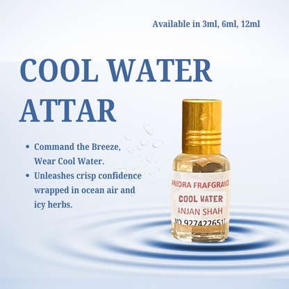 Cool Water Attar – Dive Into Freshness, Long-Lasting Fragrance for Men & Women – [3ml / 6ml / 12ml] Roll-On Bottle