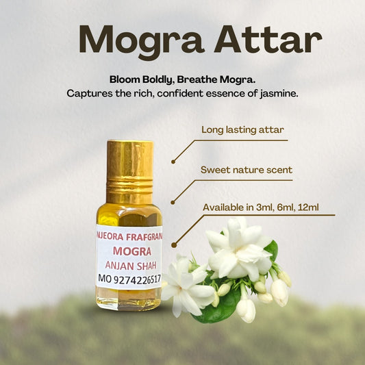 Mogra Attar – Bloom Boldly, Breathe Mogra, Long-Lasting Fragrance for Men & Women – [3ml / 6ml / 12ml] Roll-On Bottle