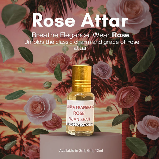 Rose Attar – Breathe Elegance, Wear Rose, Long-Lasting Fragrance for Men & Women – [3ml / 6ml / 12ml] Roll-On Bottle