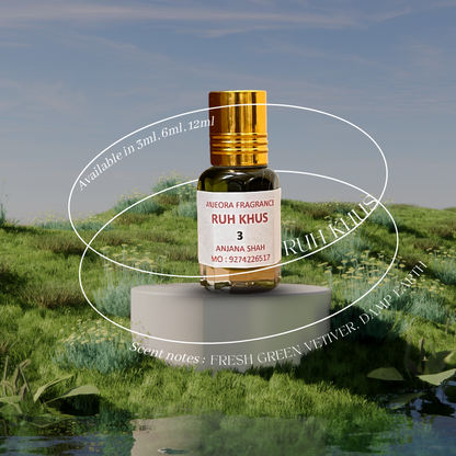 Ruh Khus Attar – Earthy Calm, Naturally Rooted, Long-Lasting Fragrance for Men & Women – [3ml / 6ml / 12ml] Roll-On Bottle
