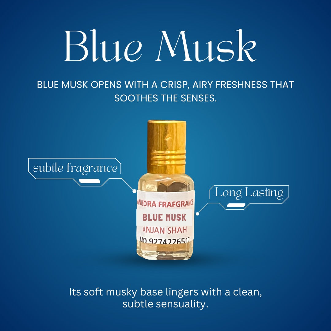 Anjeora Blue Musk Fragrance Bottle with Crisp Freshness and Long-Lasting Musk Fragrance for All-Day Wear