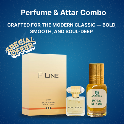 Glam6 long-lasting perfume and attar combo with F Line Soul Heart and Polo Black fragrances