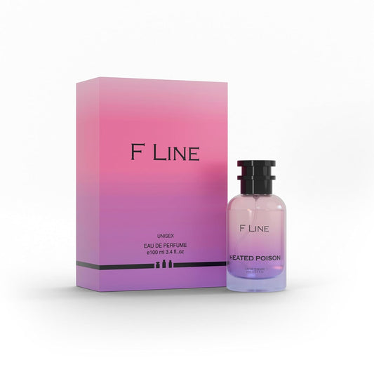F Line Heated Poison unisex luxury perfume in a stylish bottle with a gradient packaging design